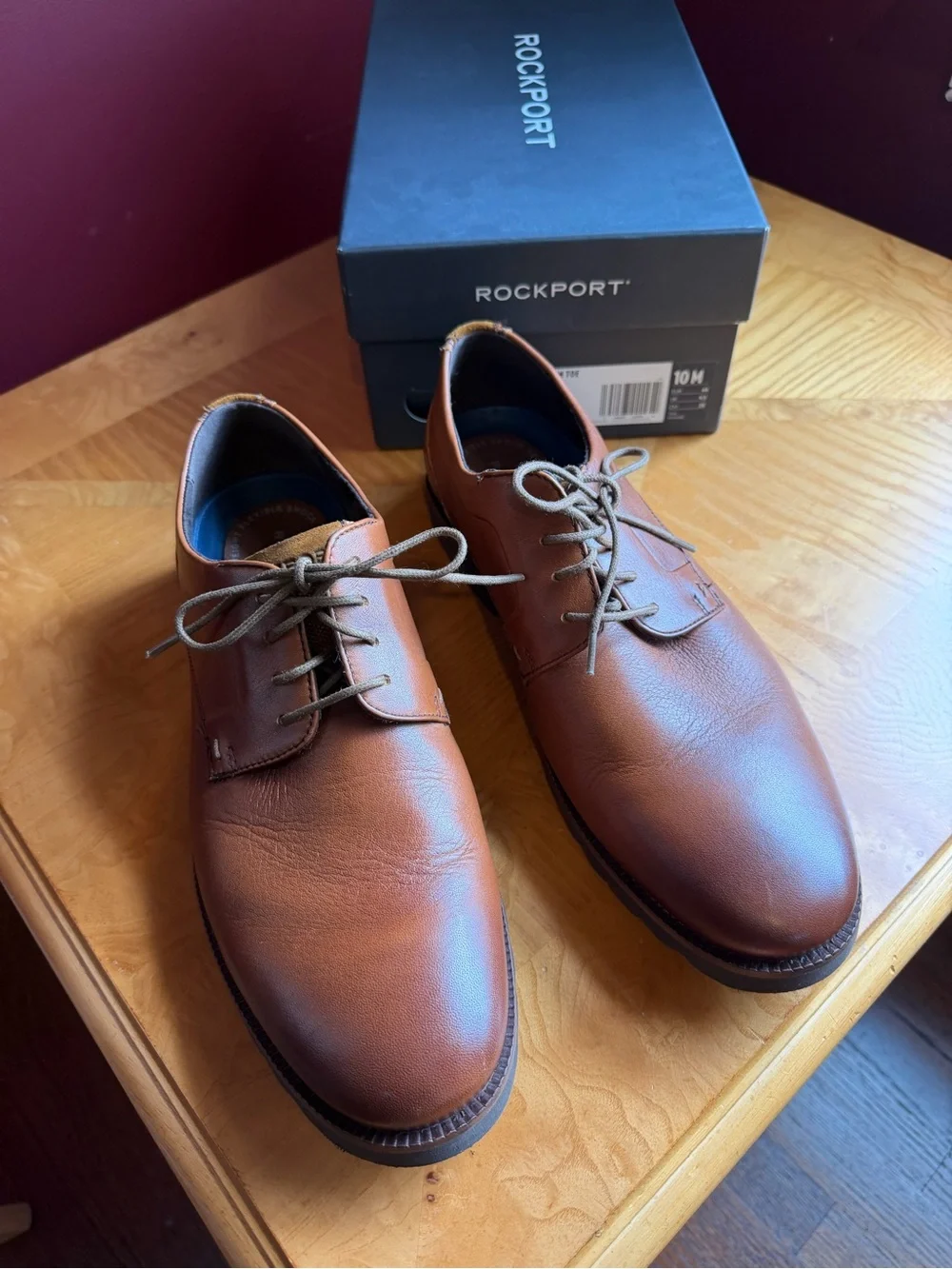 Rockport Men’s Tan Leather Derby Oxfords Sz 10